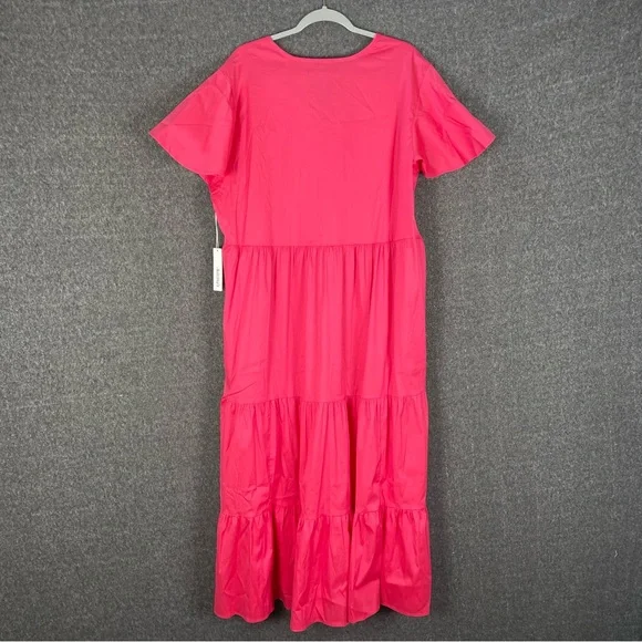 Chico's Women's Size XXL Pink Prairie Cottage Peasant Boho Maxi Tiered Dress NWT - Picture 9 of 11